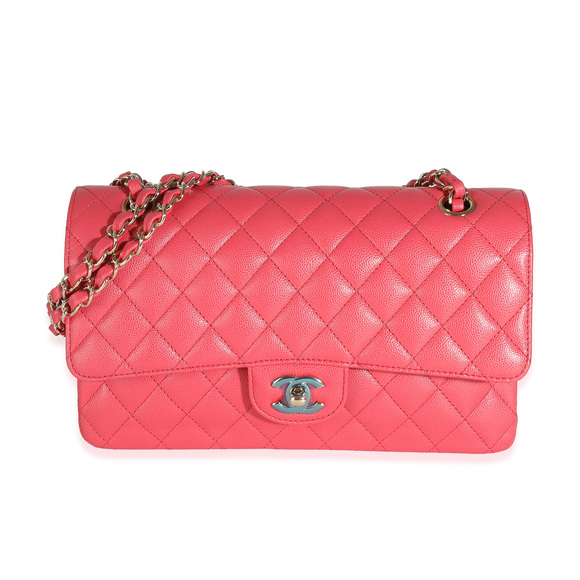 Chanel Dark Pink Quilted Caviar Medium Classic Double Flap Handbag - Picture 1 of 8